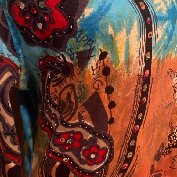 Jane Ashley 3/4 Length Sleeves Rhinestones Plus Size 1X - Picture 4 of 11